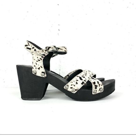 Free People x Matisse cow print Clog Sandals. Western calf hair   8 - Picture 1 of 11
